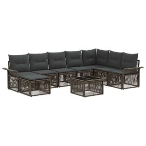 vidaXL Tuinbankenset 9 st Grijs poly rattan