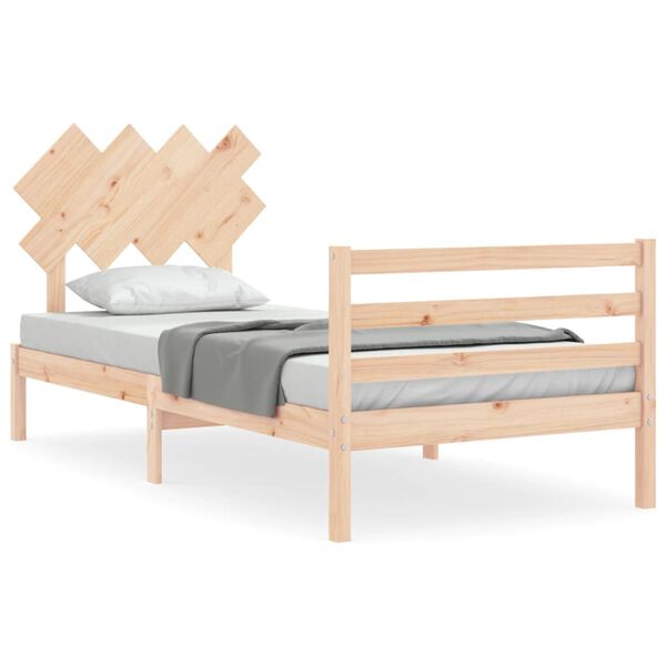 vidaXL Bedframe met hoofdbord massief hout 90x200 cm