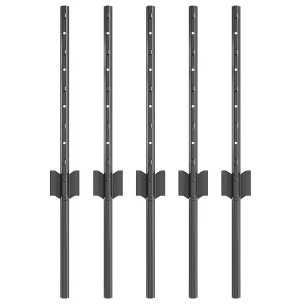vidaXL Afrasteringspaal 5 pcs Grijs 40 cm Staal
