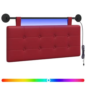vidaXL Hangend hoofdbord Met LED-verlichting Wijnrood Kunstleer