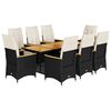 vidaXL 9-delige Bistroset met kussens poly rattan zwart