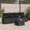vidaXL Bankstel met kussen met opslag 5 pcs Zwart poly rattan