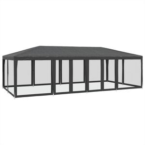 vidaXL Partytent met 12 mesh zijwanden 8x4 m HDPE antracietkleurig