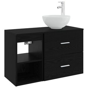 vidaXL Badkamermeubelset 2 pcs Zwart eiken Bewerkt hout