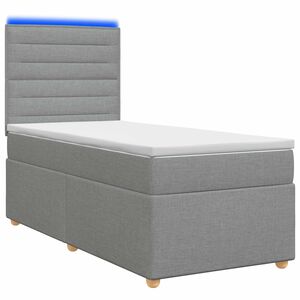 vidaXL LED Boxspring Bed met Matras Lichtgrijs 90 x 190 cm Stof