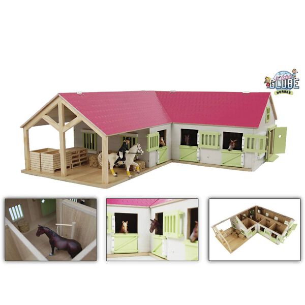Kids Globe Paardenstal 1:24 roze