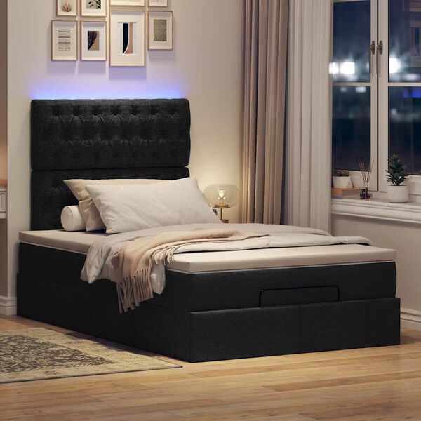 vidaXL Ottoman bed met matras en LED's 120x200cm stof zwart