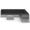 vidaXL 8-delige Loungeset met kussens massief grenenhout grijs