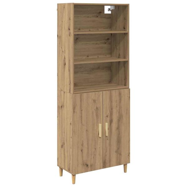 vidaXL Hoge kast Artisan Eiken 69,5 x 32,5 x 180 cm Bewerkt hout