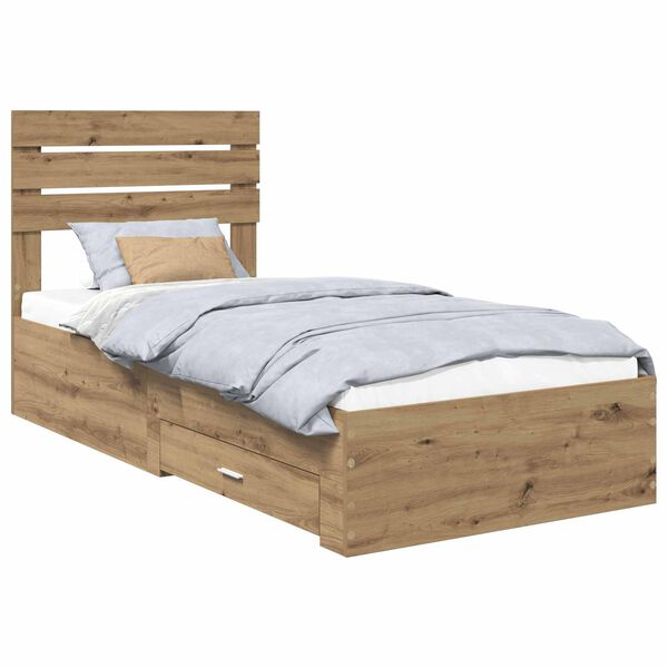 vidaXL Bedframe met lade met hoofdeinde met opslag Bewerkt hout