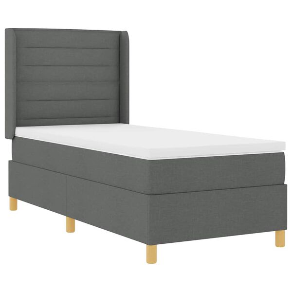 vidaXL Boxspringbed met matras Donkergrijs 90 x 190 cm Stof