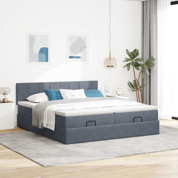 vidaXL Ottoman bed met matrassen en LED's 180x200cm fluweel