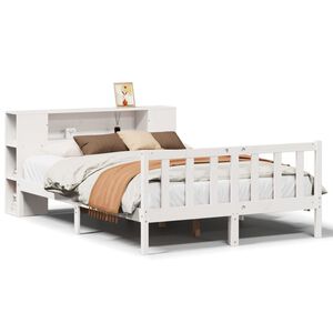 vidaXL Bed met boekenkast zonder matras grenenhout wit 140x190 cm