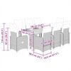 vidaXL 9-delige Bistroset met kussens poly rattan grijs