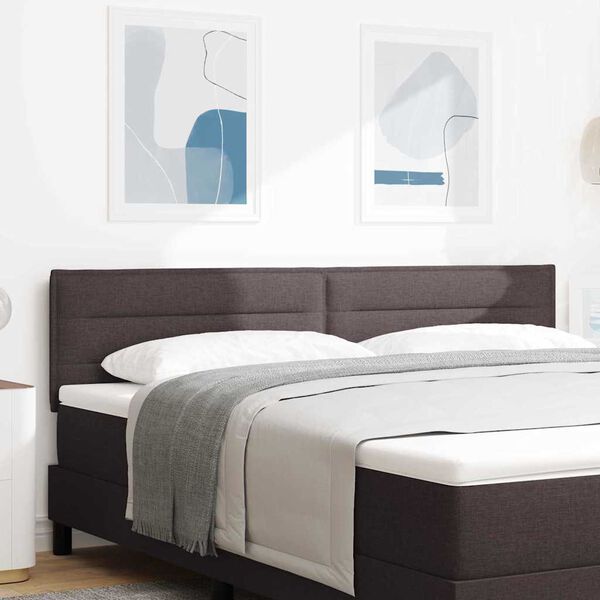 vidaXL LED Hoofdbord met LED-striplichten Donkerbruin 180 cm Polyester