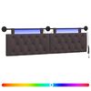 vidaXL Hangend hoofdbord Met LED-verlichting Donkerbruin Stof