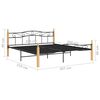 vidaXL Bedframe metaal en massief eikenhout zwart 200x200 cm
