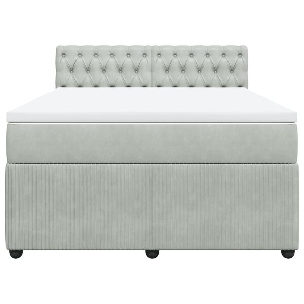 vidaXL Boxspring met matras fluweel lichtgrijs 140x200 cm
