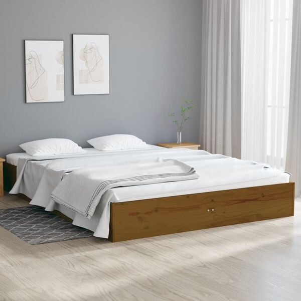 vidaXL Bedframe massief hout honingbruin 135x190 cm