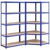 vidaXL Opbergrek 5-laags 2 st staal & bewerkt hout blauw
