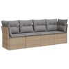 vidaXL 4-delige Loungeset met kussens poly rattan beige