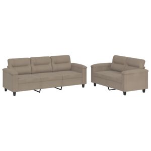vidaXL 2-delige Loungeset met kussens microvezelstof taupe