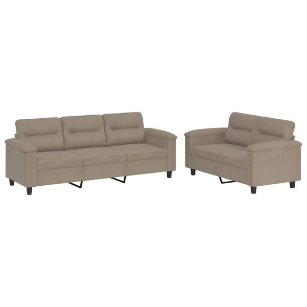 vidaXL 2-delige Loungeset met kussens microvezelstof taupe