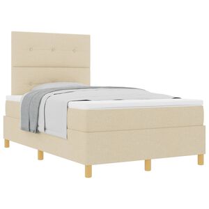 vidaXL Boxspring bed met hoofdeinde Cr&egrave;me 120 x 190 cm Stof