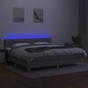 vidaXL Boxspring met matras en LED stof lichtgrijs 200x200 cm