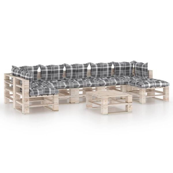 vidaXL 8-delige Loungeset met kussens pallet grenenhout