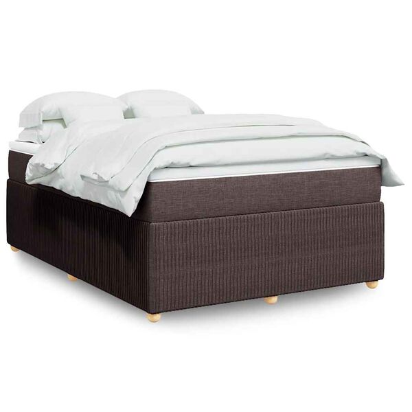 vidaXL Boxspring met matras stof donkerbruin 140x190 cm