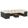 vidaXL 11-delige Loungeset met kussens poly rattan zwart