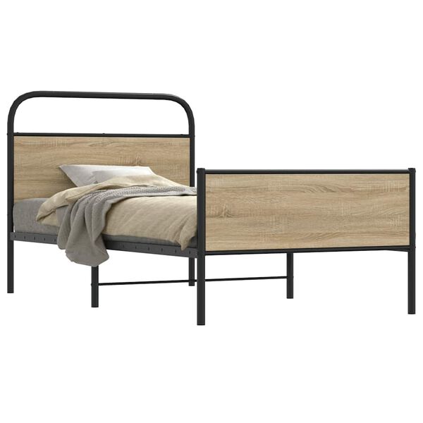vidaXL Bedframe zonder matras bewerkt hout sonoma eikenkleur 100x190cm
