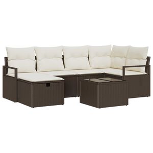 vidaXL Tuin Sofa Set met kussen met opslag 7 pcs Bruin Poly riet