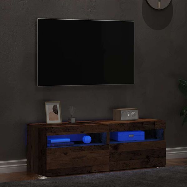 vidaXL Tv-meubels met LED-verlichting 2 st bewerkt hout oud hout