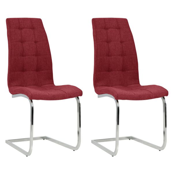 vidaXL Eetkamerstoelen 2 st stof wijnrood