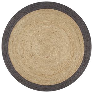vidaXL Vloerkleed handgemaakt met donkergrijze rand 90 cm jute