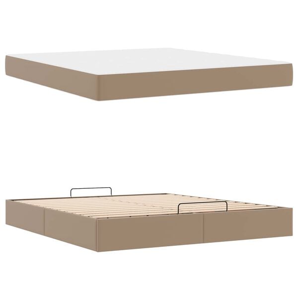 vidaXL Bedframe met matras met matras 2 pcs Tan PVC