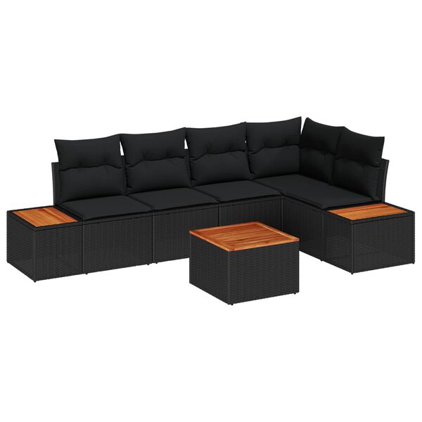 vidaXL Tuin Sofa Set met kussen met opslag 6 pcs Zwart Poly riet