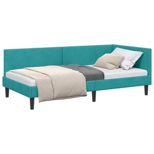 vidaXL Hoekbedframe Turquoise 90 cm x 190 cm Polyester en multiplex