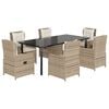 vidaXL 7-delige Tuinset met kussens poly rattan beige