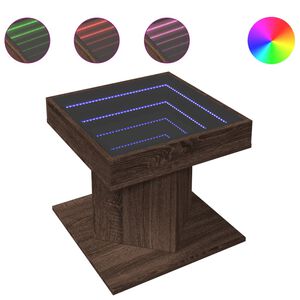 vidaXL Salontafel met LED 50x50x45 cm bewerkt hout bruin eikenkleurig
