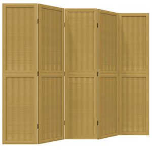 vidaXL Kamerscherm met 5 panelen massief paulowniahout bruin