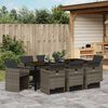 vidaXL Tuin eettafelset met kussen 9 pcs Grijs poly rattan