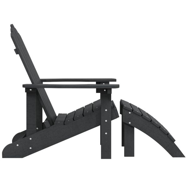 vidaXL Tuinstoel Adirondack met voetenbank HDPE antracietkleurig