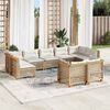 vidaXL 9-delige Loungeset met kussens poly rattan beige
