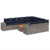 vidaXL 11-delige tuinbankset met kussens, grijs polyrotan