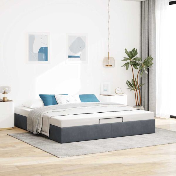 vidaXL Ottoman bedframe zonder matras 180x200 cm fluweel donkergrijs