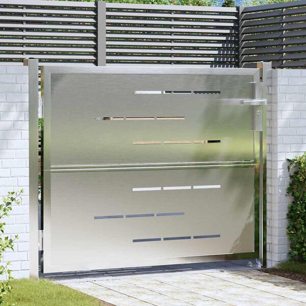 vidaXL Tuinpoort met slot Zilver 100 x 75 cm Roestvrij staal