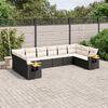 vidaXL 10-delige Loungeset met kussens poly rattan zwart